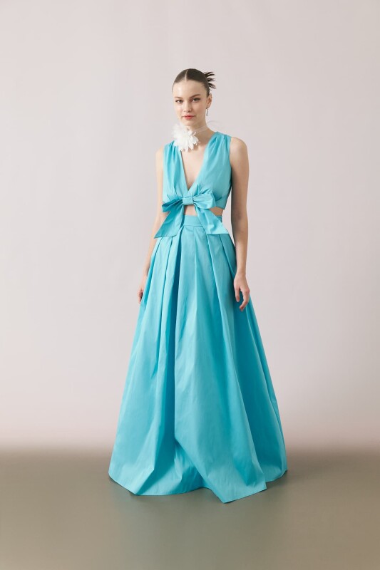 Maksi Boy Tafta Etek Mavi - 1