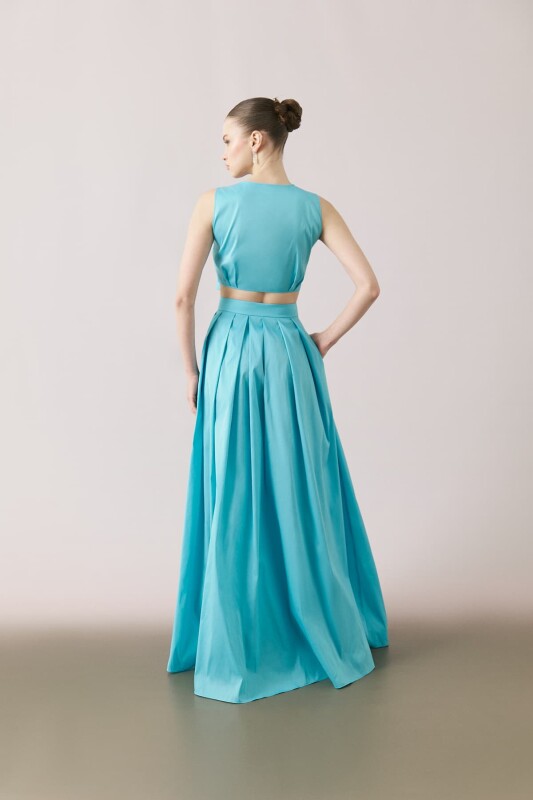 Maksi Boy Tafta Etek Mavi - 2