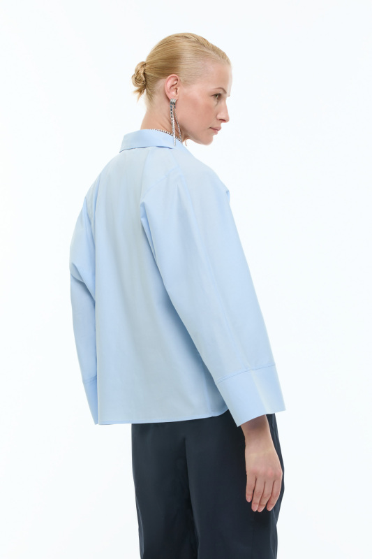 Düğüm Görünümlü Manşet Detaylı Gömlek Mavi - Roman (1)