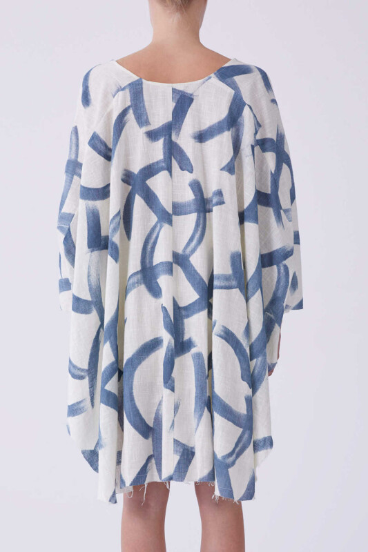 Mavi Yuvarlak Desenli Kimono Standart Renk - 2