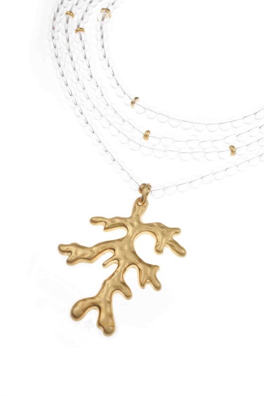  Mercan Detaylı Çok Sıralı Kolye Standart Renk - 4