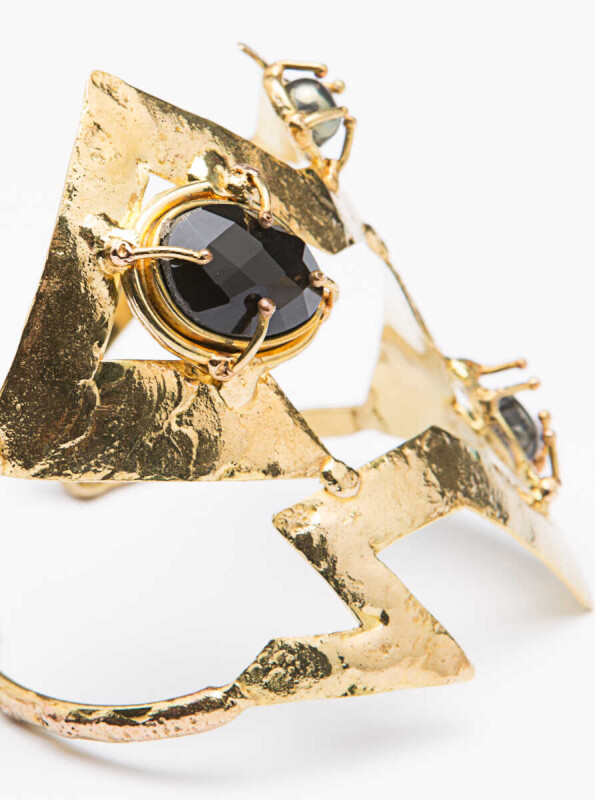 Metal Desenli Taş Detaylı Otantik Bileklik Siyah - 2