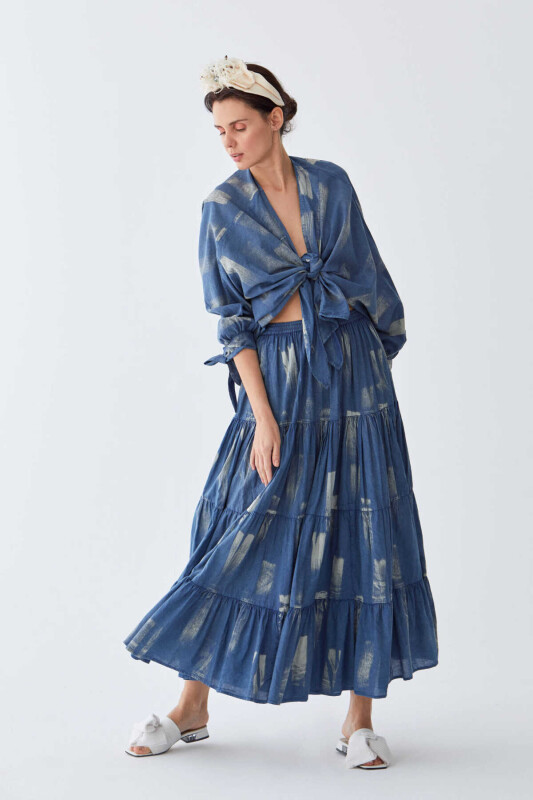 Midi Volanlı Etek Standart Renk - 3