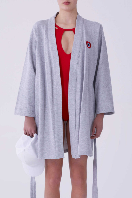 Nazar Boncuklu Kimono Gri - 4