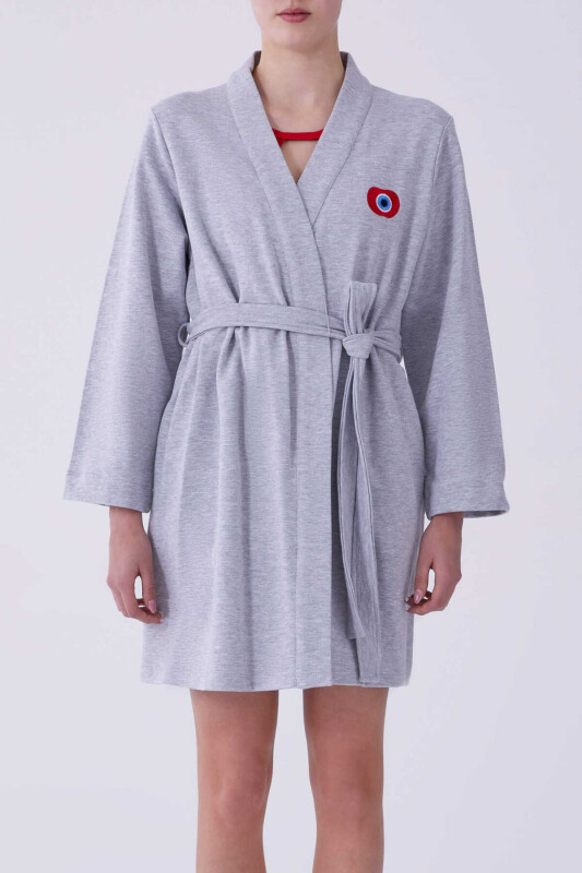 Nazar Boncuklu Kimono Gri Gri