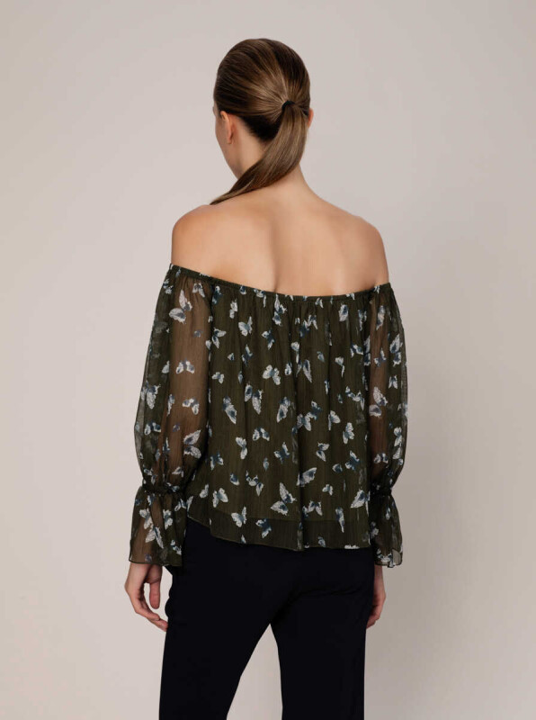  Off Shoulder Desenli Bluz Standart Renk - 2