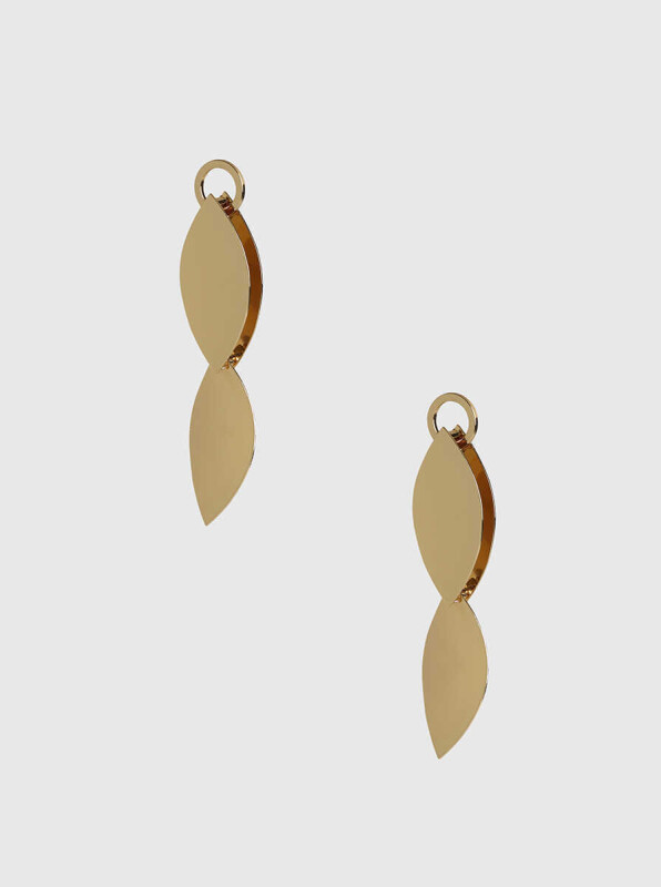  Oluklu Oval Gold Küpe Standart Renk - 2