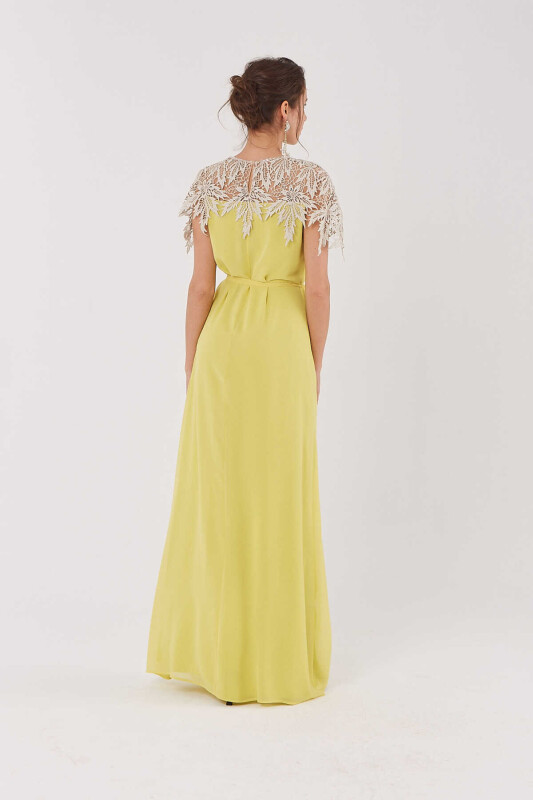 Omuz Detaylı Uzun Nişan Elbisesi Standart Renk - 2