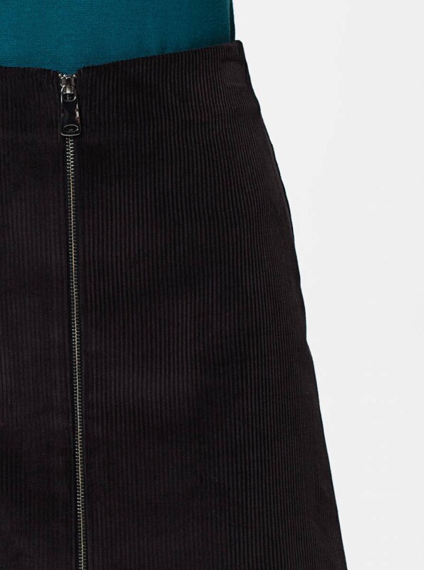  Önden Fermuar Detaylı Mini Etek Siyah - 4