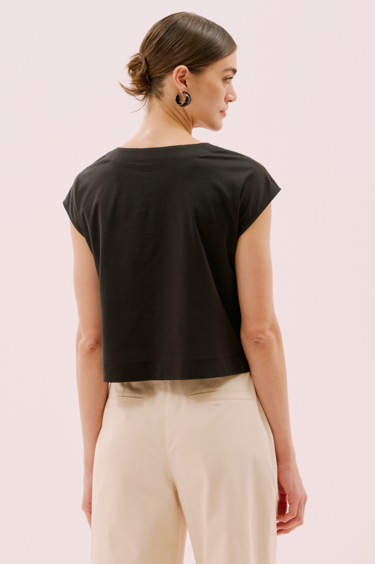 Önü Fermuarlı Kolsuz T-Shirt Siyah - 2