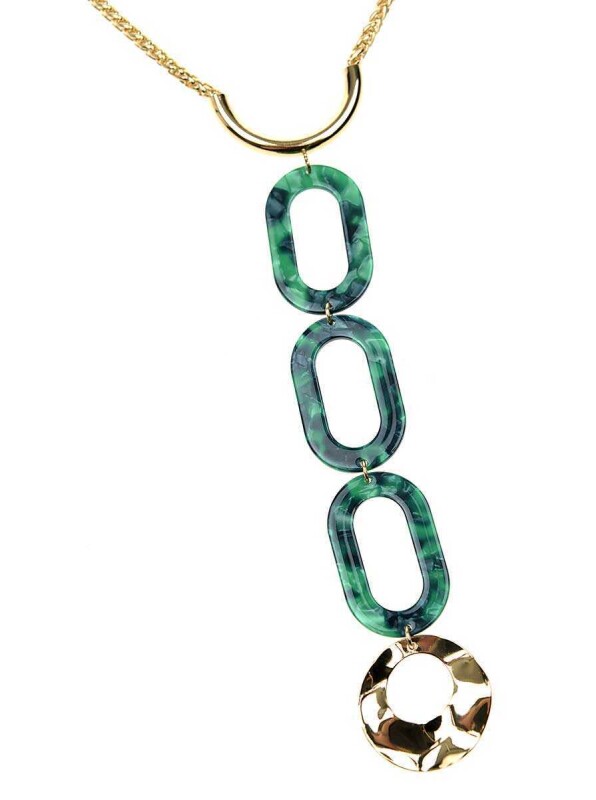 Oval Taş Detaylı Kolye Standart Renk - 2
