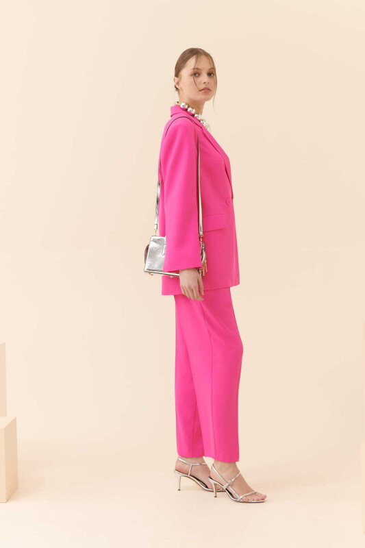  Oversize Krep Kadın Ceket Fuşya - 3