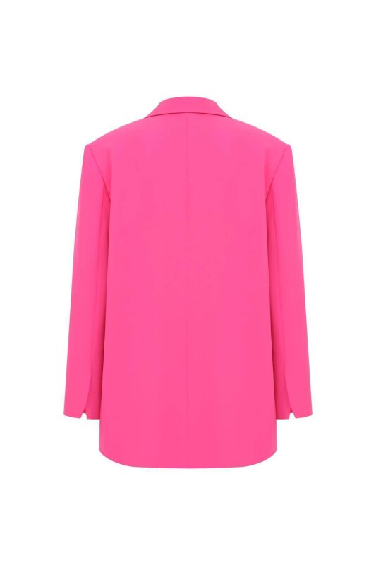  Oversize Krep Kadın Ceket Fuşya - 5