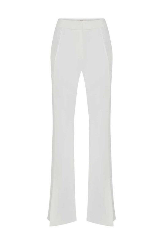 Paça Detaylı Kadın Pantolon Ekru - 1