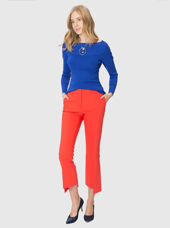  Paça Detaylı Kadın Pantolon Nar Çiçeği - 3