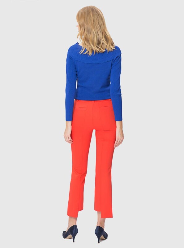  Paça Detaylı Kadın Pantolon Nar Çiçeği - 2