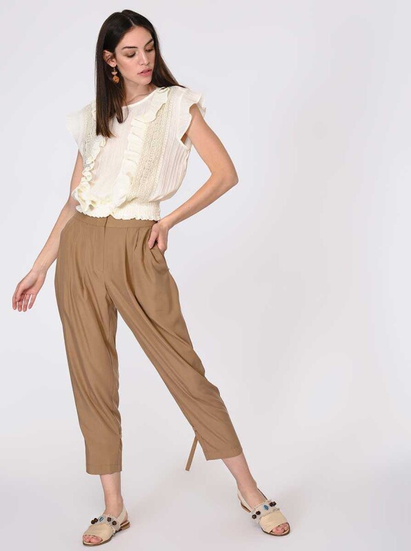 Paça Detaylı Pantolon Fındık - 3