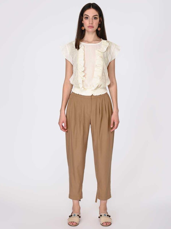 Paça Detaylı Pantolon Fındık - 1