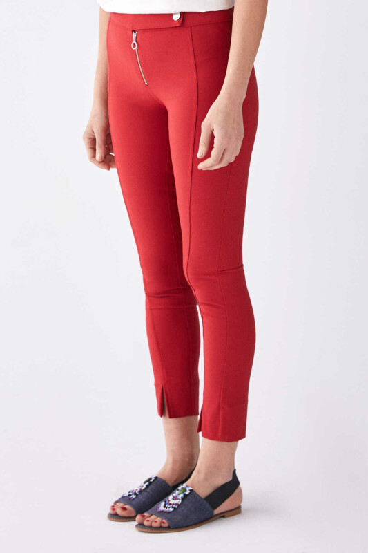  Paça Detaylı Pantolon Kiremit - 3