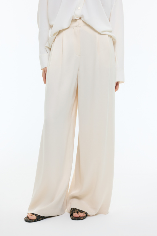 Palazzo Saten Pantolon Krem - 3