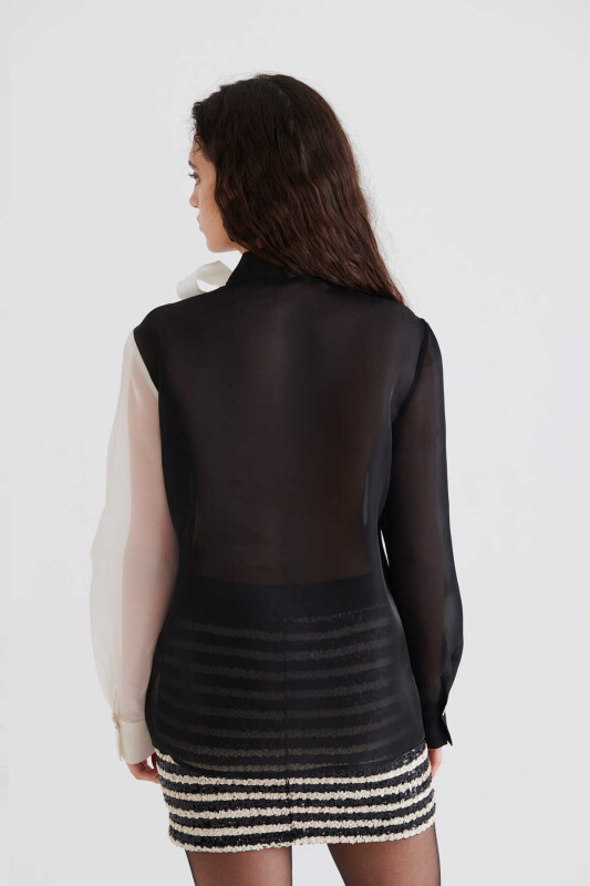  Parçalı Yaka Bağlamalı Gömlek Standart Renk - 2