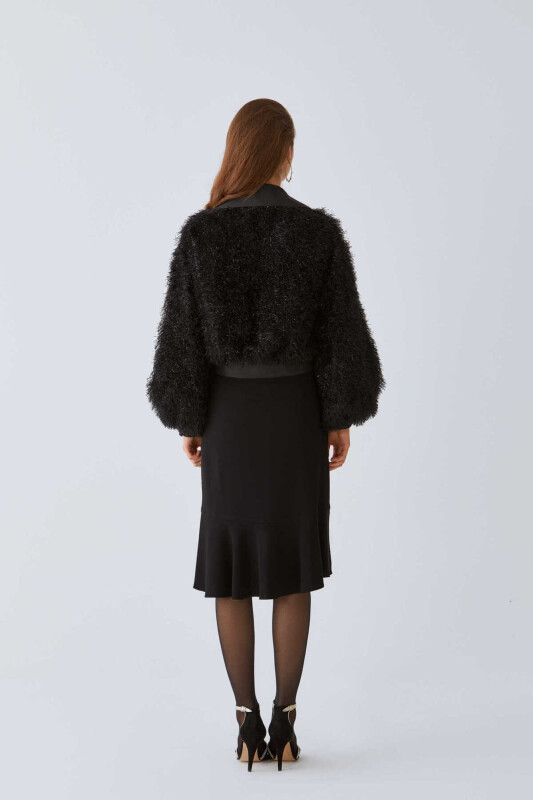  Parlak Tüylü Mont Siyah - 2