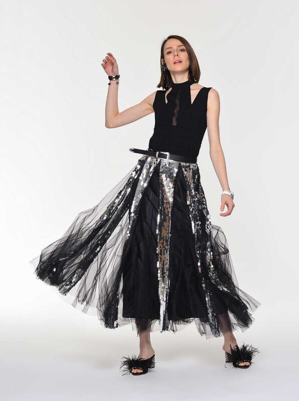 Payetli Etek Gümüş - 4