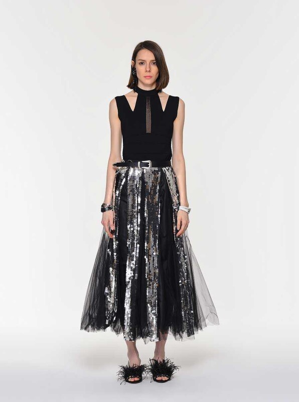 Payetli Etek Gümüş - 1