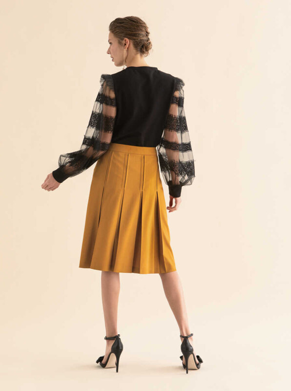  Pileli Etek Safran - 2