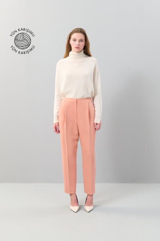 Yün Karışımlı Pileli Havuç Pantolon Y.Ağzı - Roman