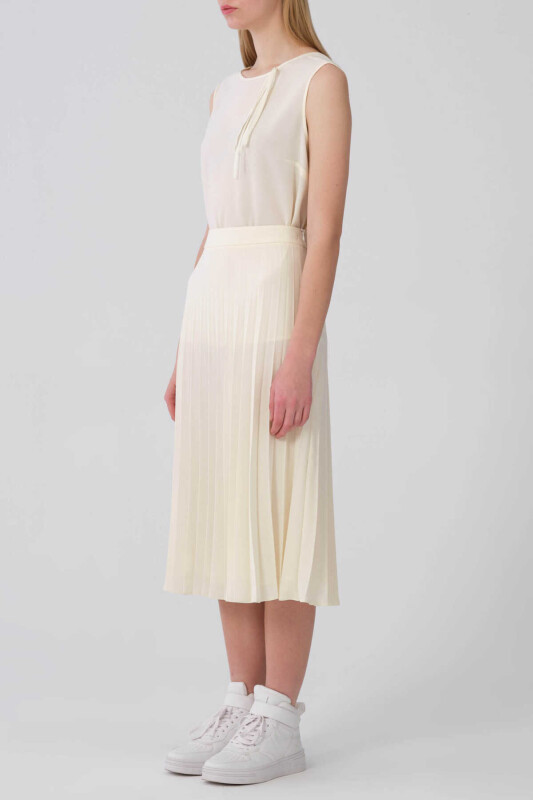 Pileli Midi Boy Etek Krem - 3