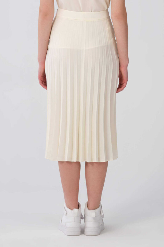 Pileli Midi Boy Etek Krem - 2