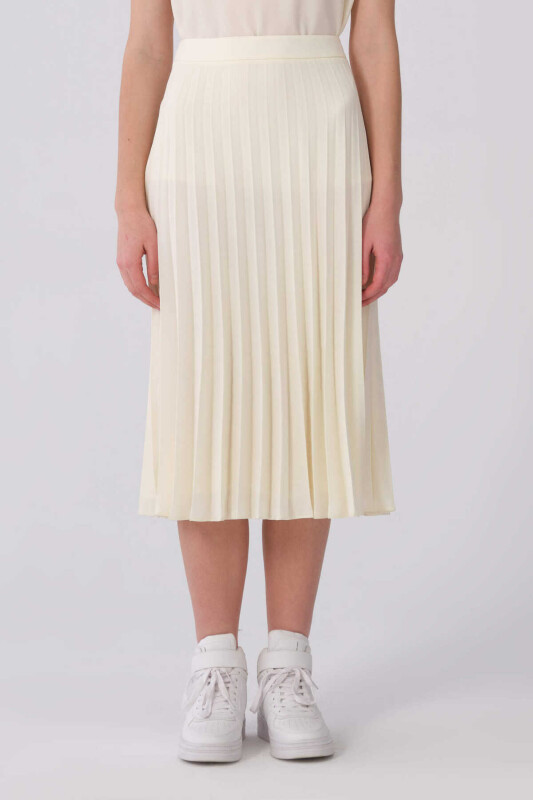Pileli Midi Boy Etek Krem - 1