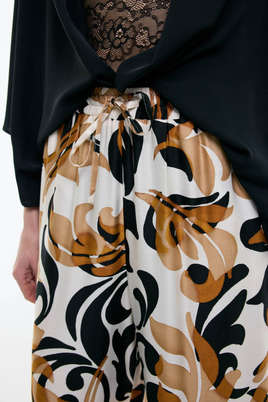 Desenli Düz Paça Pantolon Standart Renk - 3