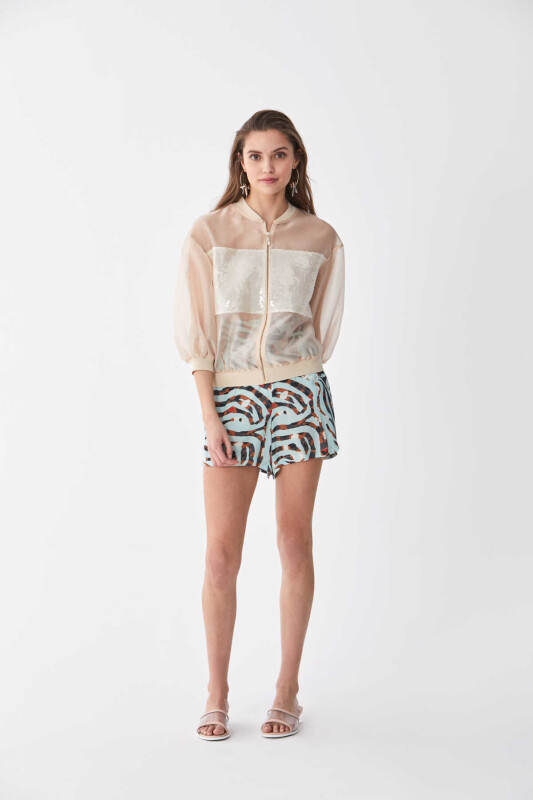 Piliseli Desenli Şort Standart Renk - 4