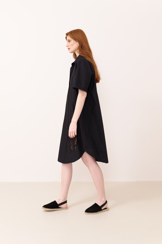 Poplin Gömlek Elbise Siyah - 3