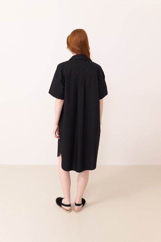Poplin Gömlek Elbise Siyah - 2