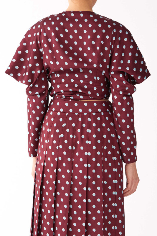  Puantiyeli Bluz Bordo - 2