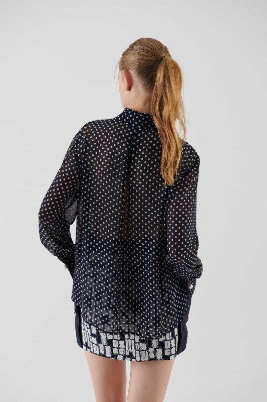  Puantiyeli Transparan Kadın Gömlek Standart Renk - 2