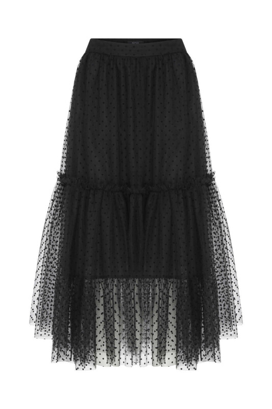  Puantiyeli Uzun Etek Siyah - 4