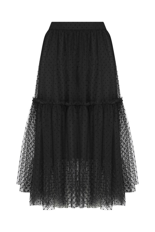  Puantiyeli Uzun Etek Siyah - 3