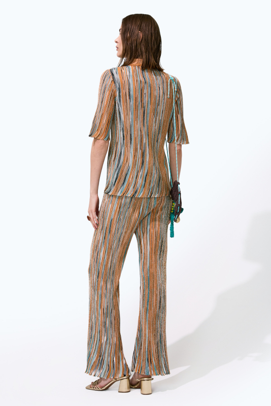 Pullu Ajur Desenli Boru Paça Pantolon Oranj - Multi - Roman (1)