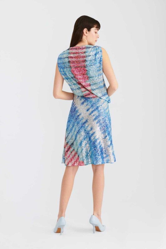 Pullu V Yakalı Abiye Elbise Standart Renk - 2