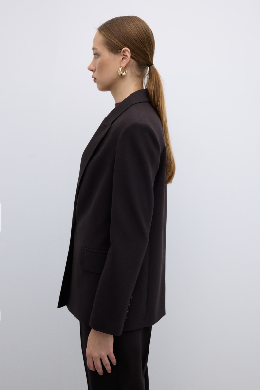 Punto Dikişli Tek Düğmeli Blazer Ceket Kahve - 3