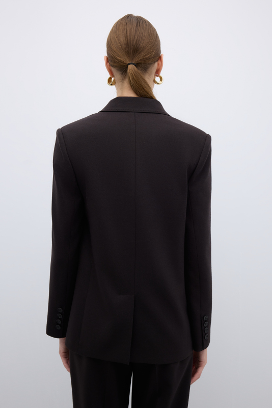 Punto Dikişli Tek Düğmeli Blazer Ceket Kahve - Roman (1)