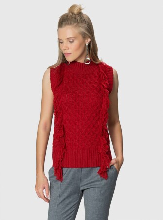  Püskül Detaylı Triko Kiremit - 4