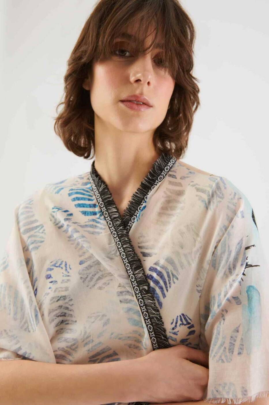 Püsküllü Desenli Etnik Kimono Standart Renk - 3