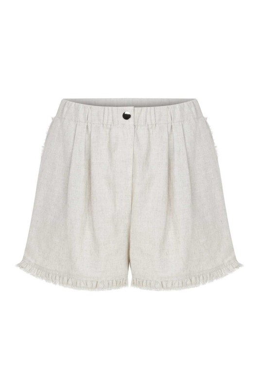 Püsküllü Kadın Şort Naturel - 4