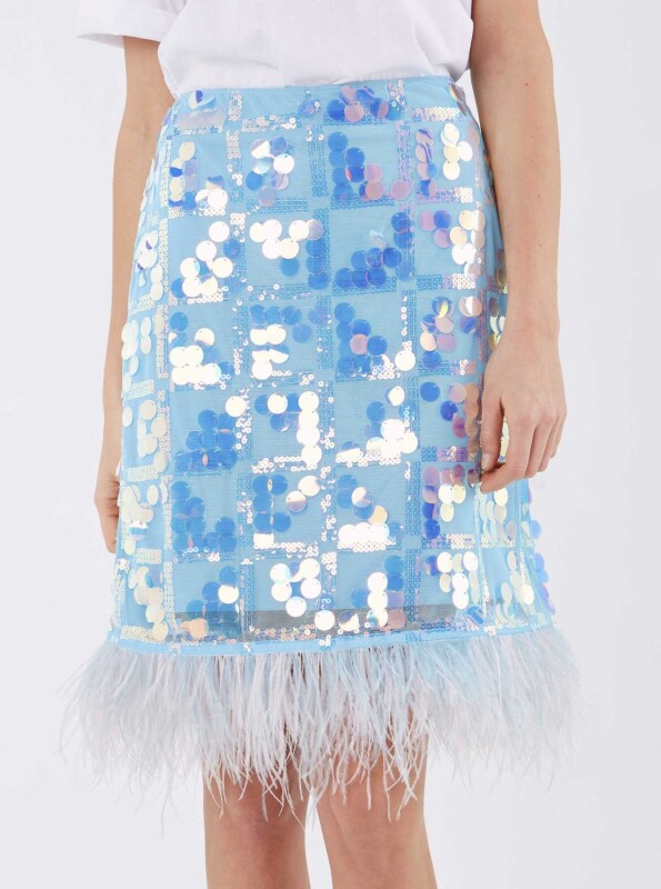 Püsküllü Pullu Etek Mavi - 4