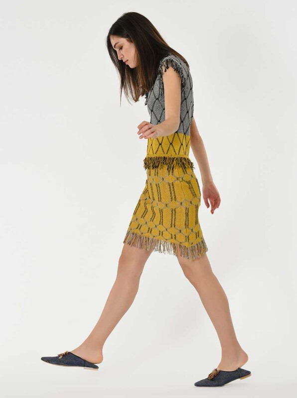 Püsküllü Triko Etek Standart Renk - 5